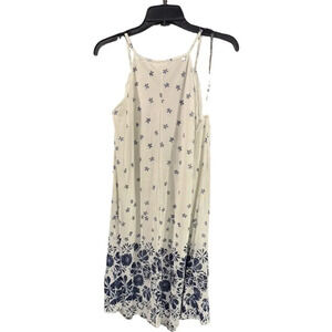 NWT Siren Lily Halter Dress Large Anthropologie white & navy floral